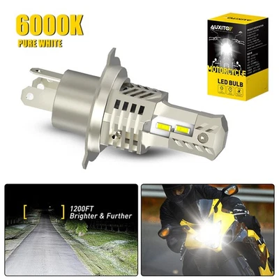 H4 LED Bulbs HID 360° White Hi/Low Beam Motorcycle Headlight 6000K Power 2/10x - Image 1 of 4