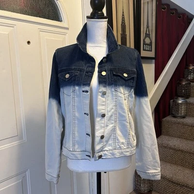 Chaqueta vaquera Baccini vintage clásica azul a blanco diseño desvanecido mediana Foto 1 de 4