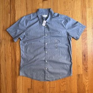 GAP Hemd Herren M Blau Blumen Slim Fit Stretch Baumwolle Knopfleiste Kurzarm Neu mit Etikett - Bild 1 von 8