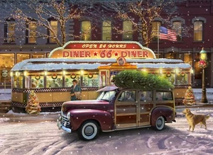 Wooden Jigsaw Puzzles For Adults - Christmas on Route 66 (318 Piece Puzzle) - Picture 1 of 7