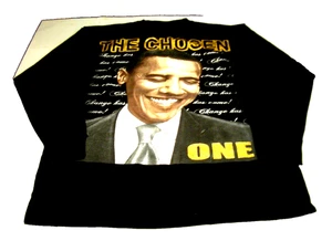 T-shirt manica lunga Barack Obama "The Chosen One" nera grafica - taglia 4XL - nuova senza etichette - Foto 1 di 12