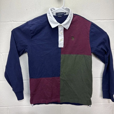US Polo Assn Color Block Long Sleeve Polo Shirt Boys Size XL Button Collared - Image 1 of 4