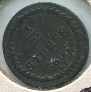 1805 German States Hesse Darmstadt 1/2 Stuber Coin Louis X 24.5mm VF C-87 Thaler - Picture 1 of 2