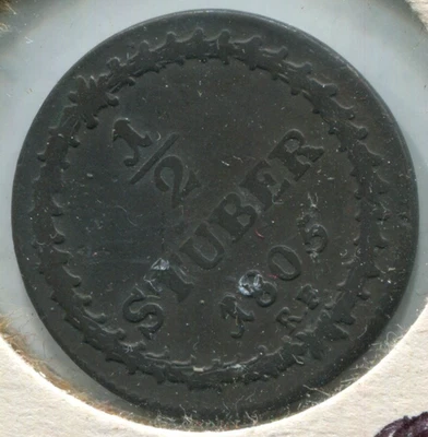 1805 German States Hesse Darmstadt 1/2 Stuber Coin Louis X 24.5mm VF C-87 Thaler - Image 1 of 2