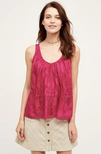 Canotta Anthropologie Vanessa Virginia Bettina occhielli taglia 4 rosa nuova etichetta $68 nuova con etichette - Foto 1 di 4