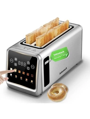 Tostadora inteligente de 4 rebanadas, pantalla táctil, tostadoras digitales con 6 niveles de pardeamiento... Foto 1 de 4