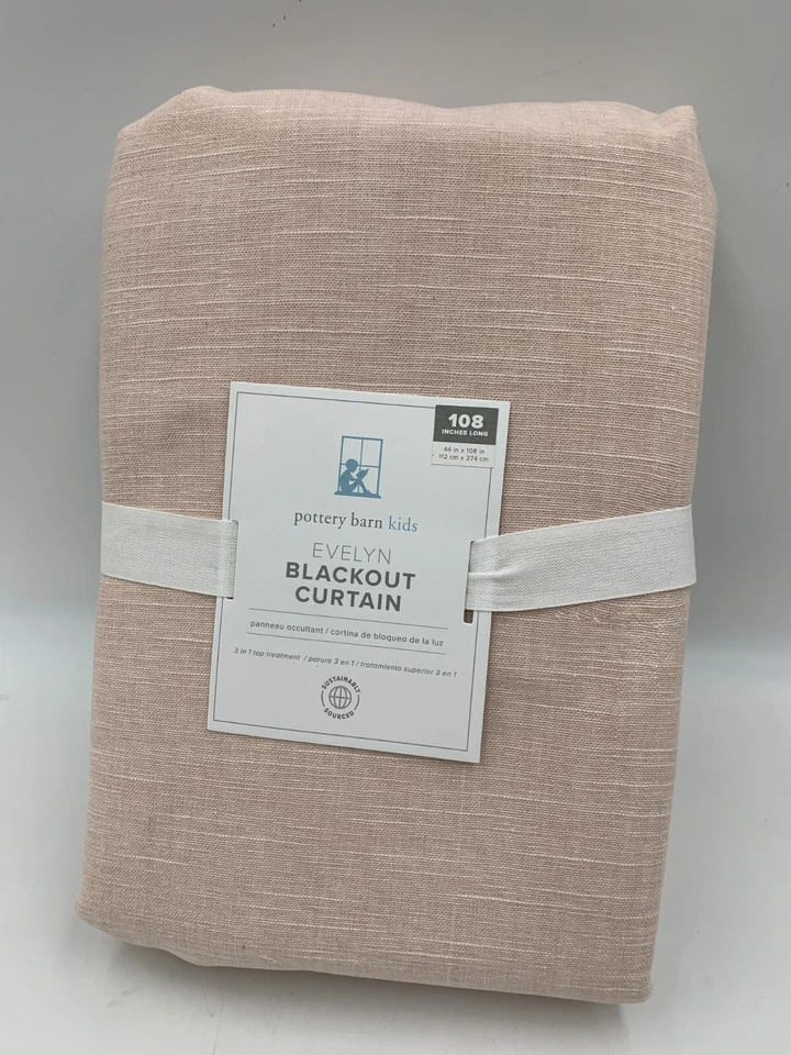Pottery Barn Kids Evelyn Blackout Drape Panel Curtain Blush 44x 108" #8416 - Image 1 of 4