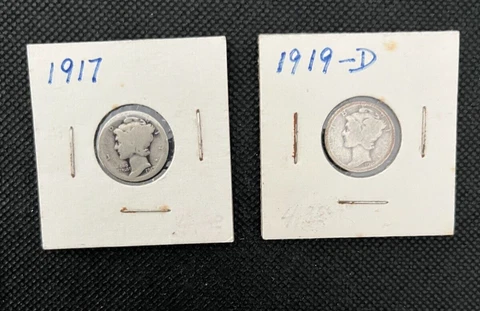 1917 and 1919D mercury dimes AG Cover