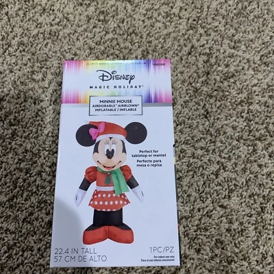 Disney Magic Holiday Minnie Mouse Airdorable Inflable 22.4 Pulgadas Navidad NUEVO Foto 1 de 4