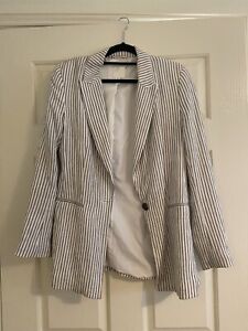 H&M linen blend blazer stripe