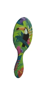 Toucan Hairbrush Wide Tooth Paddle Brush Hair Accessory Jungle Tropical Floral L - Picture 1 of 24
