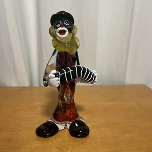 Vintage Murano Art Glass Clown with Accordian - Picture 1 of 7