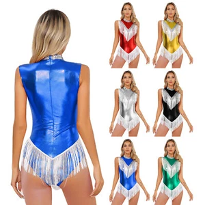 Womens Dancewear Shiny Sequins Bodysuit Glitter Leotard One Piece Sparkle - Picture 1 of 64