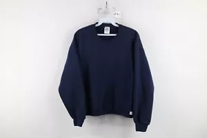 Vintage 90s Russell Athletic Womens Medium Distressed Blank Sweatshirt Blue USA - Picture 1 of 12