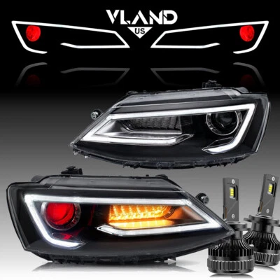 Vland para VW Jetta MK6 2011-2018 rojo ojo de demonio faros lámparas + kits de bombillas LED Foto 1 de 4
