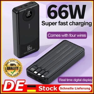 Caricatore Rapido 66W Power Bank Portatile Batteria Esterna USB PD 20W 4Cavi - Foto 1 di 16