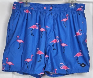 SPERRY Mens Size L Swim Trunks Blue Pink Flamingo NO DRAWSTRING Pockets Swimsuit - Picture 1 of 6