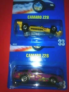ERROR RARE HTF BLUE CARD MOC lot, Hot Wheels 33 Camaro Z28 corrected, too LOOK!  - Picture 1 of 5