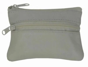 Multi-Color Genuine Leather Men Zippered Wallet Small Mini Coin Purse Key Pouch - Picture 1 of 9