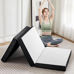 Tri-Fold Memory Foam Mattress - 4 Inch Single Size Portable Floor Bed, Foldable - Picture 1 of 8