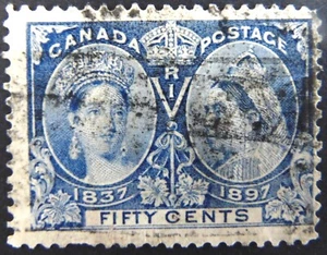 Canada stamps quen Victoria 1837-1897 SCOT 60 FIFTY CENT F- VF - Picture 1 of 2
