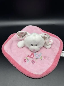 Just Born White Bunny Rabbit Lovey Plush Pink Security Blanket - Picture 1 of 7