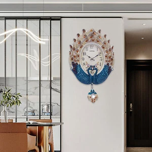 Teal Peacock Pendulum Wall Clock | Elegant Decorative Clock for Living Room, Bed - Picture 1 of 12