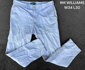 RM WILLIAMS TJ134 1994 VINTAGE WHITE/BEIEGE JEANS AUSTRALIAN MADE W34 L30 - Picture 1 of 4