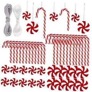  48PCS Christmas Candy Cane Hanging Ornaments Candy Lollipop 48pcs Candy Set - Picture 1 of 8