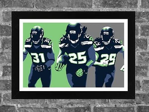 Seattle Seahawks The Legion of Boom Portrait Sports Print Art 17x11 - Picture 1 of 4