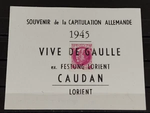 Local France 1944 Liberation overprint Festung Lorient MNH souvenir sheet - Picture 1 of 1