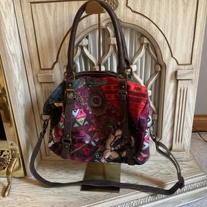 Desigual Madrid Bingin Boho Patchwork Tote Bag Colorful Artsy Embroidered Purse - Picture 1 of 8