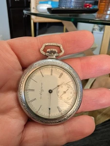 Vintage Elgin US Base Metal Pocket Watch Seconds - Picture 1 of 10