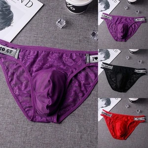 Atmen Sie leicht mit Herren Low Waist Spitze Slip sexy transparente Unterwäsche - Bild 1 von 23