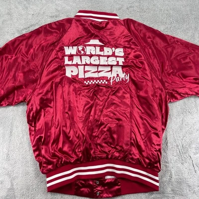 Vintage Pizza Hut Bomber Jacket Men Large Red World Largest Pizza Party - Image 1 of 4