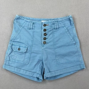 Anthropologie Shorts Womens 29 Blue Cargo Pocets The Wandered Button Fly Casual - Picture 1 of 12