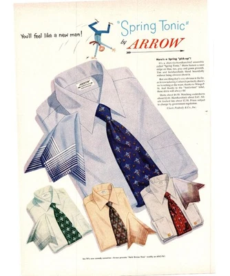 1952 Arrow Sprint Tonic Dress Shirts Vintage Print Ad Mens 50s Fashion Wall Art - Image 1 of 2