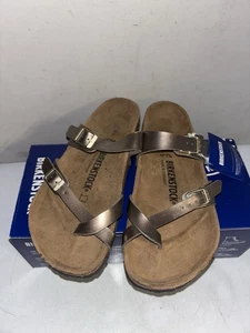 Birkenstock Mayari Elecfric Metallic Taupe Thing Sandals Size 5 38 New 442 - Picture 1 of 10