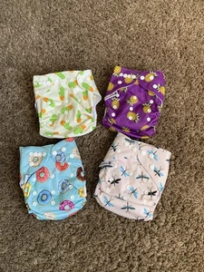Annababy Cloth Diaper Lot With Inserts Pineapple Donut Cactus Dragonfly - Picture 1 of 7