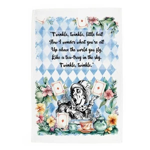 Alice's Adventures Tea Towel - Blue Striped Cotton Dish Towel Kitchen Linen Gift - Picture 1 of 2