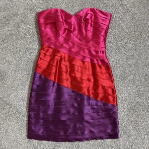 Max and Cleo Dress Womens 2 Cosmic Pink Red Purple Strapless Ariel Party Lined - Picture 1 of 12