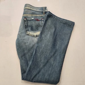 Vintage blau Kult Low Rise Boot Cut Blue Jeans Denim Hose Damen 28 Medium Wash USA - Bild 1 von 16