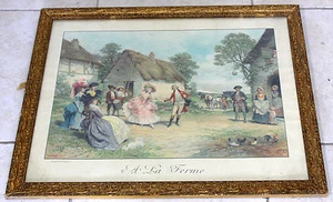 Lithographie A la ferme signée Lucius Rossi datée 1908 Copyright 1908 by champen - Imagen 1 de 7