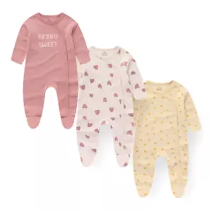 3 Pcs kids Spring Summer Unisex Long Sleeve Soft Baby Romper Newborn Clothes - Picture 1 of 14