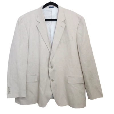 Blazer Stafford Lino Algodón Cuadros Espiga Hombre 50R Beige Verano Deportes Abrigo Foto 1 de 4