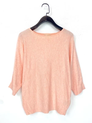 Phase Eight Oversized Knit Jumper 3/4 Sleeves Peach Boat Neckline Size XS - Image 1 of 4