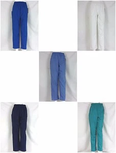  H.Q.High Quility Basics Elastic Waist Cargo Scrub Pants Petite #4200P 599A - Picture 1 of 16