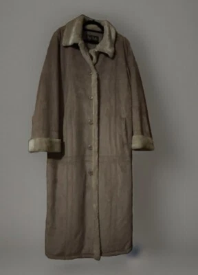 Abrigo chaqueta para mujer Big Chill marrón imitación gamuza piel de oveja longitud media mediana Foto 1 de 4