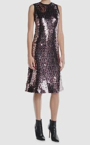 $495 McQ Women's Pink Sleeveless Crew Neck Sequin Tank Dress Size IT 46 US 10 - Picture 1 of 3