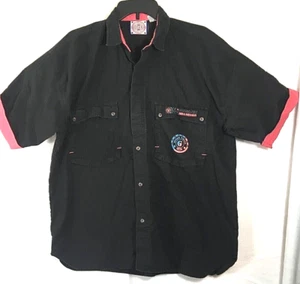 Gitano Men's Large Vintage RARE Black Pink Retro Aqua Mission Ocean Troop Shirt - Picture 1 of 6